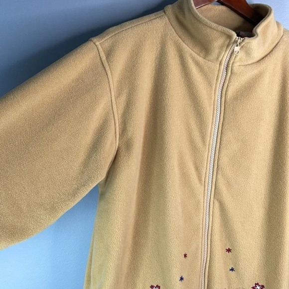 VINTAGE Tradition Country Paisley Embroidered Fleece Jacket Tan Zip Grandma L - Picture 7 of 11